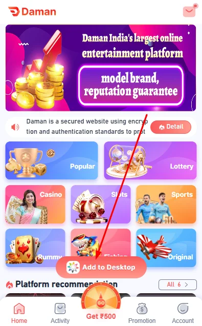 Click on the Add to desktop option